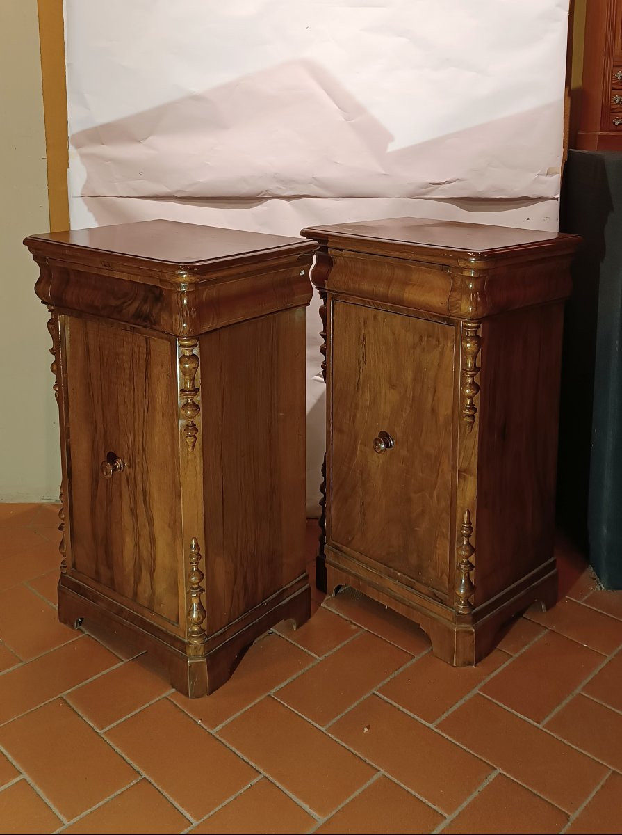 COPPIA DI COMODINI IN NOCE LUIGI FILIPPO PRIMA META' XIX SECOLO -photo-3