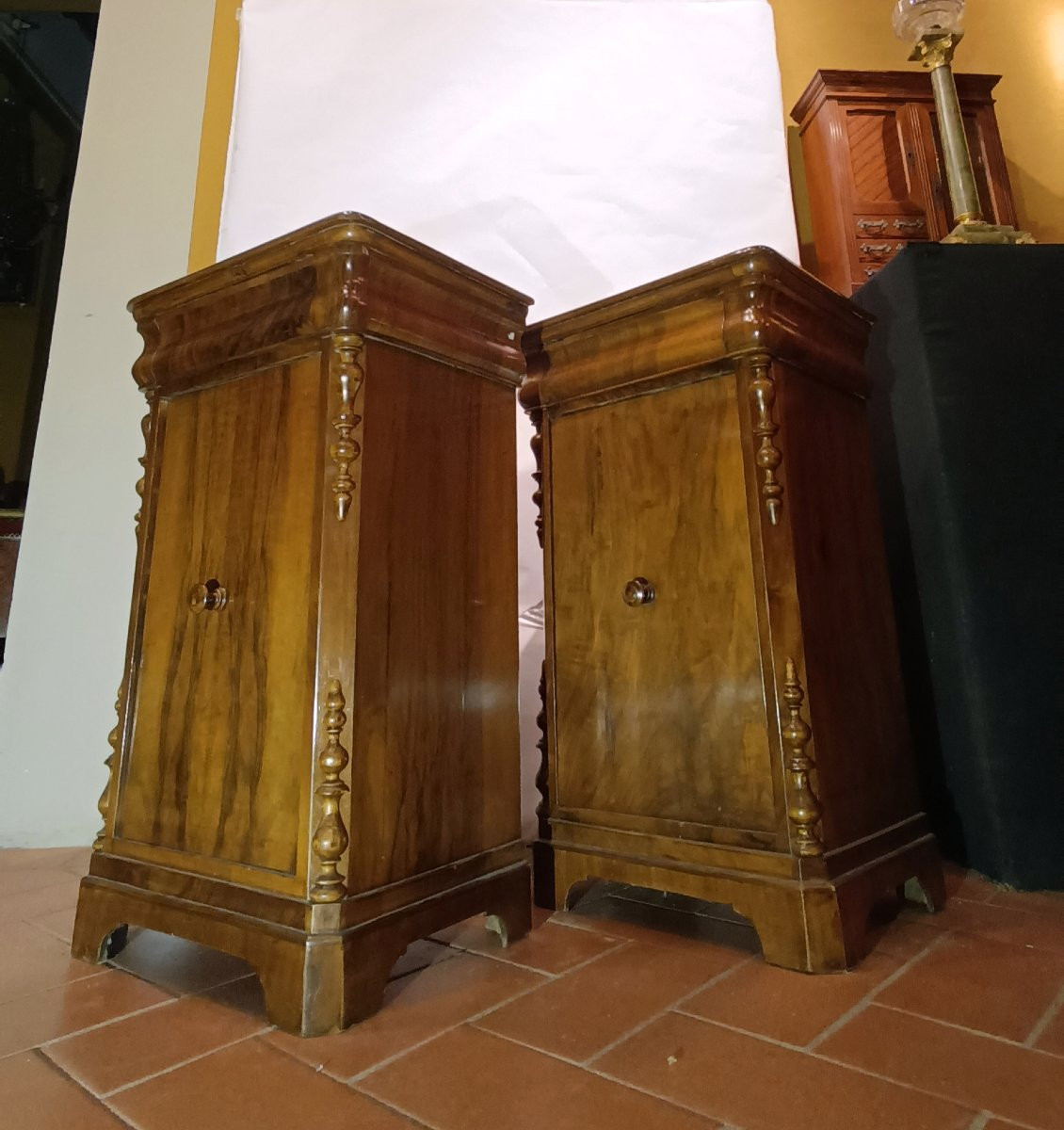 COPPIA DI COMODINI IN NOCE LUIGI FILIPPO PRIMA META' XIX SECOLO -photo-4