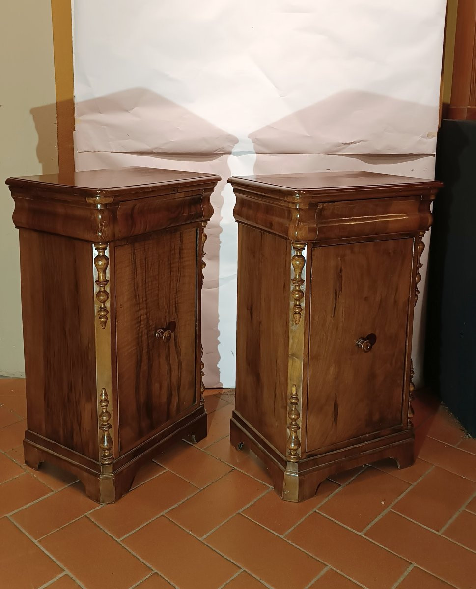 COPPIA DI COMODINI IN NOCE LUIGI FILIPPO PRIMA META' XIX SECOLO -photo-5