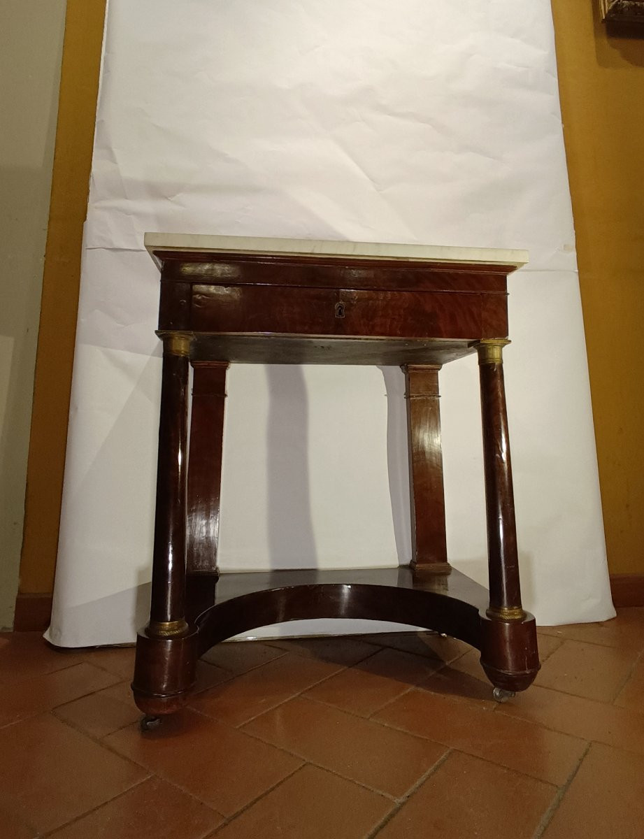 PICCOLA CONSOLLE IN MOGANO E MARMO PRIMO XIX SECOLO-photo-2