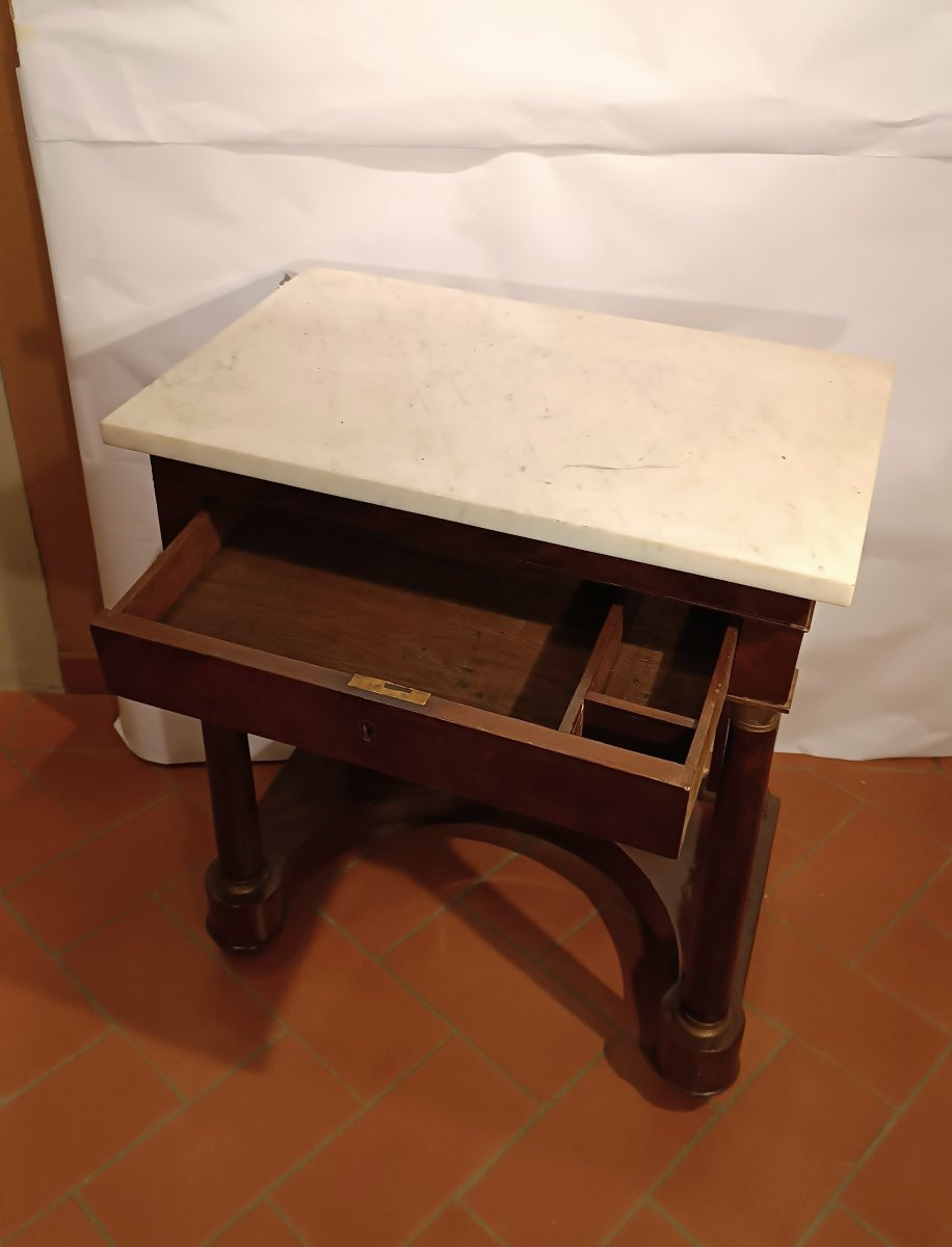 PICCOLA CONSOLLE IN MOGANO E MARMO PRIMO XIX SECOLO-photo-2