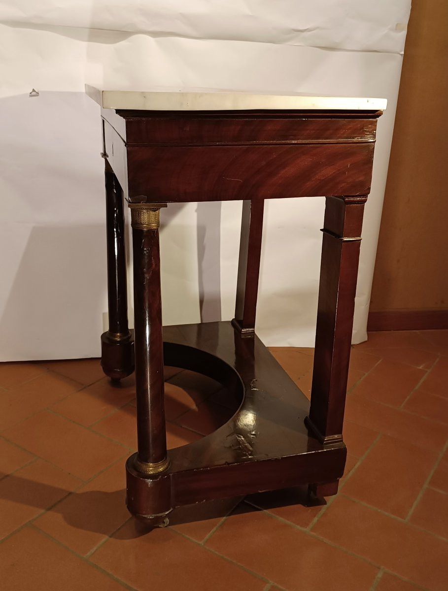 PICCOLA CONSOLLE IN MOGANO E MARMO PRIMO XIX SECOLO-photo-3