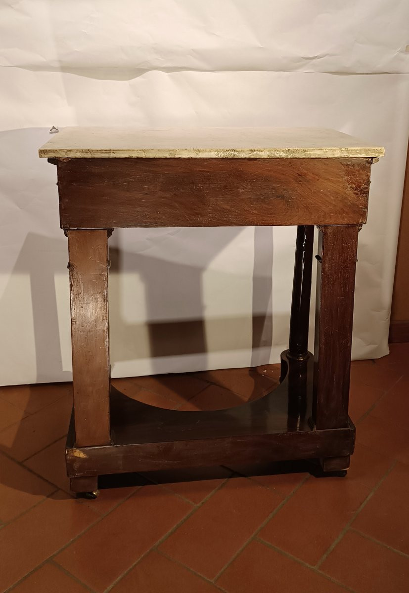 PICCOLA CONSOLLE IN MOGANO E MARMO PRIMO XIX SECOLO-photo-4