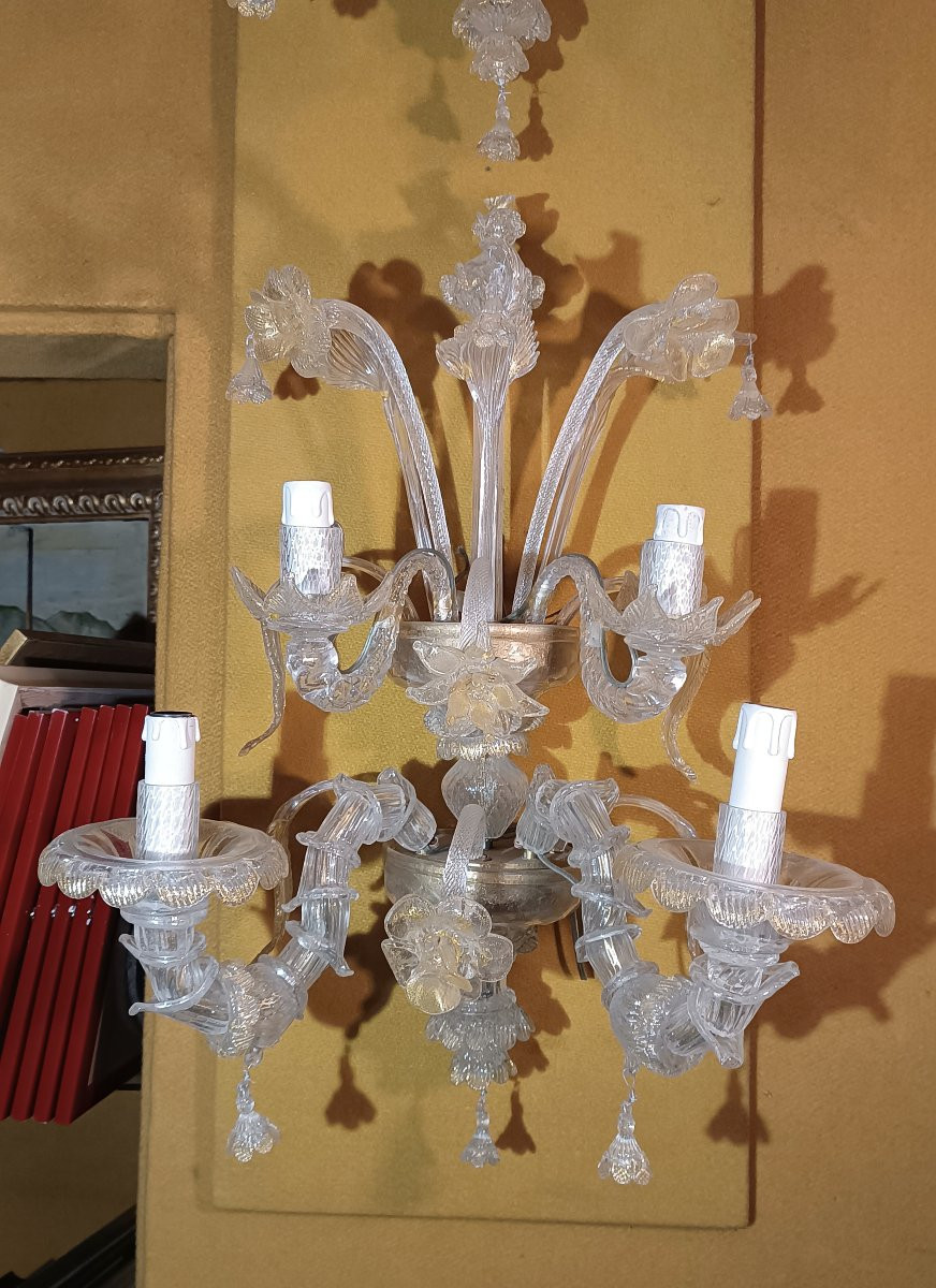 COPPIA DI APPLIQUES CA REZZONICO MURANO PRIMA META' DEL XIX SECOLO -photo-2