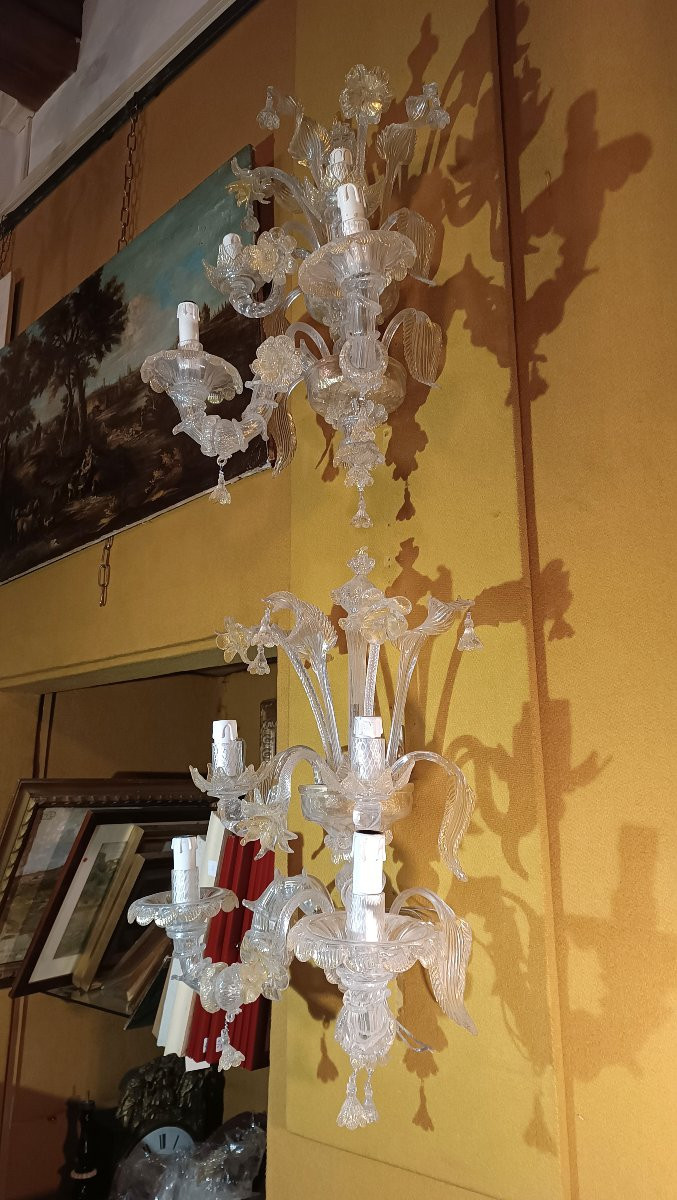 COPPIA DI APPLIQUES CA REZZONICO MURANO PRIMA META' DEL XIX SECOLO -photo-4