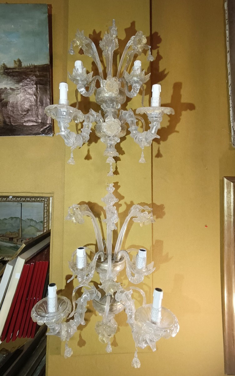 COPPIA DI APPLIQUES CA REZZONICO MURANO PRIMA META' DEL XIX SECOLO 