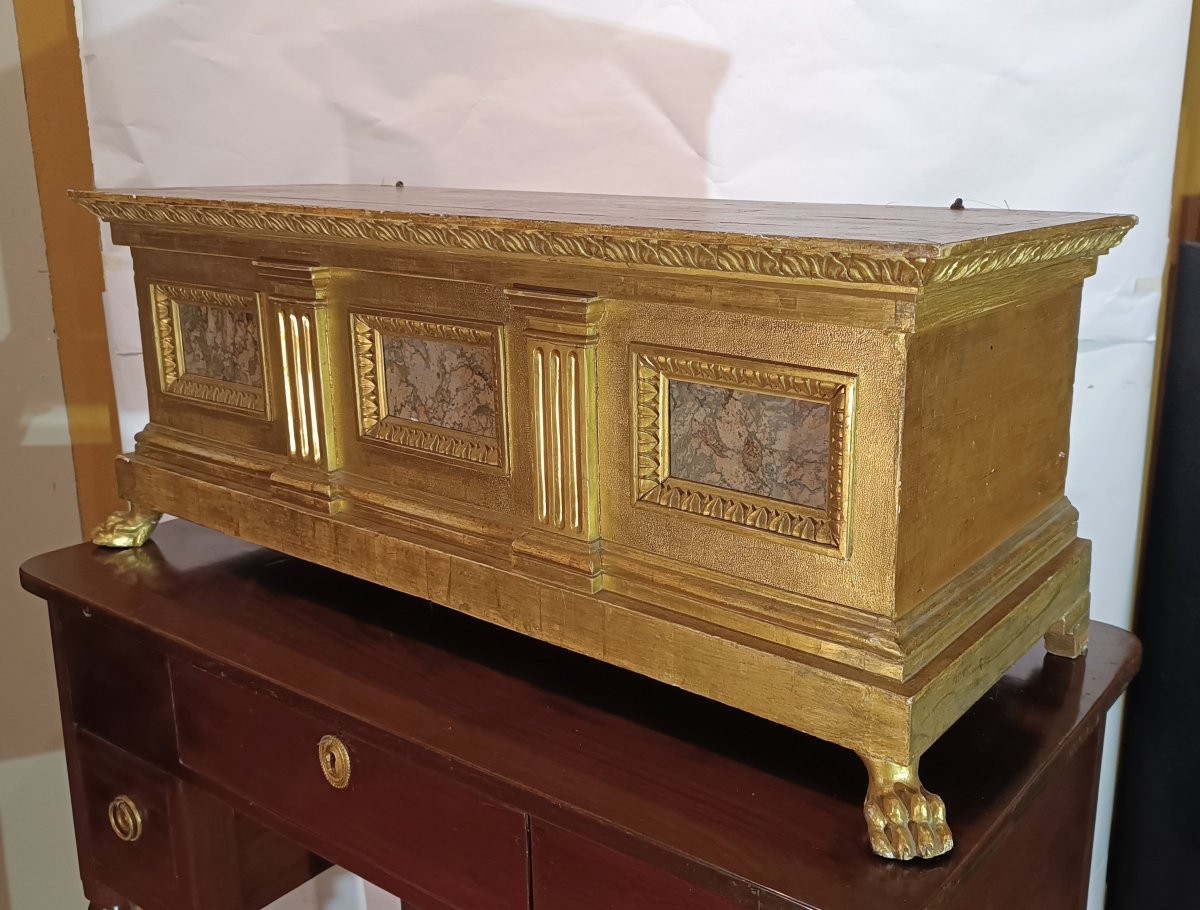 PICCOLA CASSA DORATA NEO RINASCIMENTALE SECONDA META' DEL XIX SECOLO -photo-2