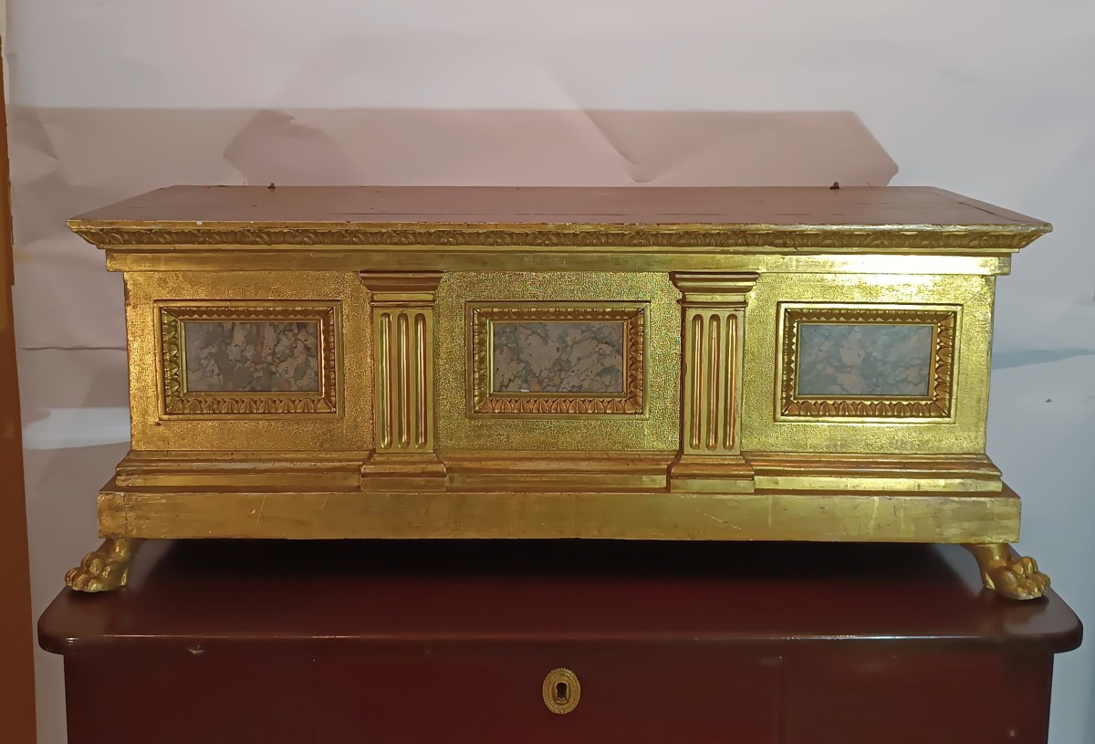 PICCOLA CASSA DORATA NEO RINASCIMENTALE SECONDA META' DEL XIX SECOLO 