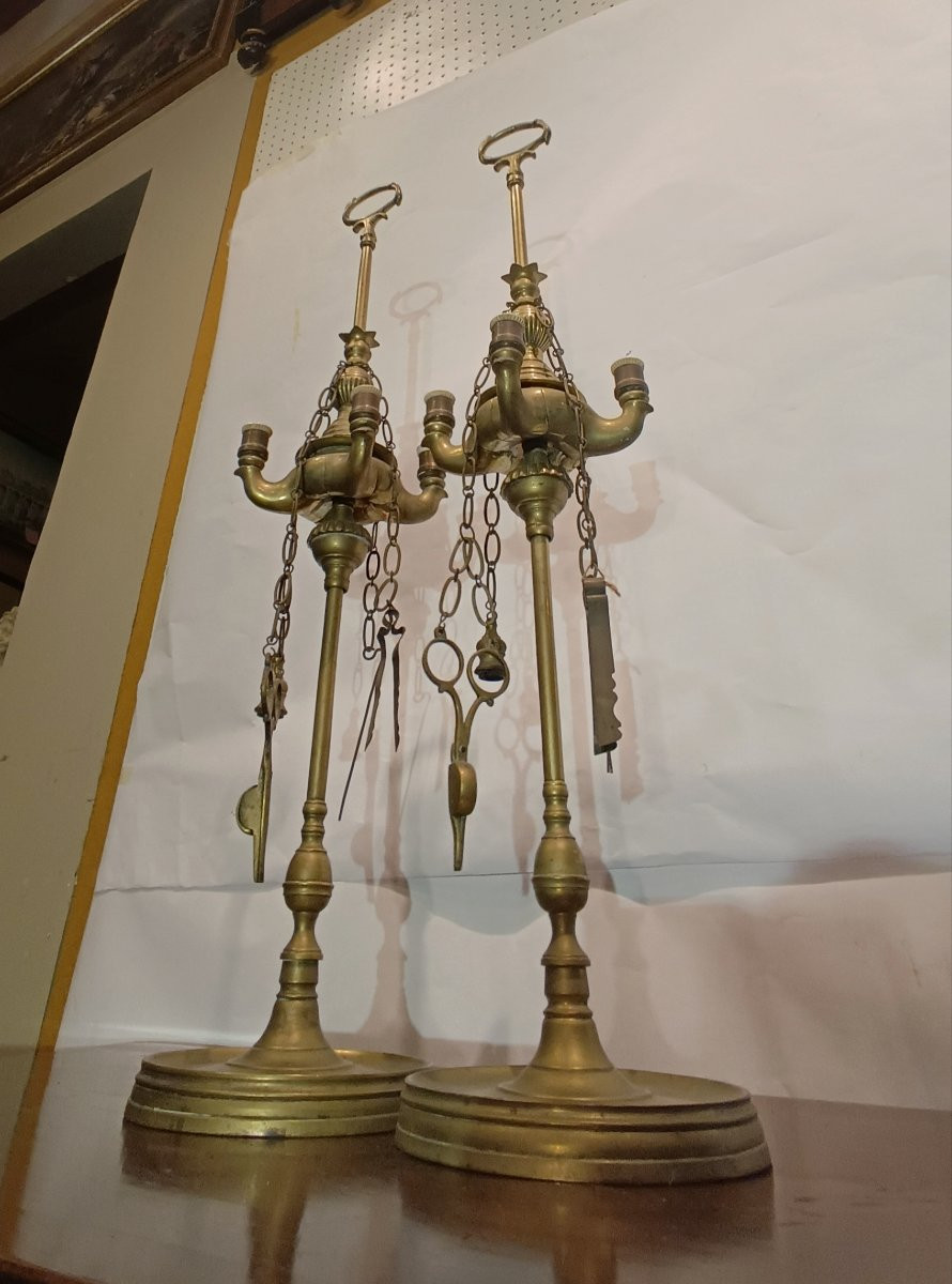 COPPIA DI LUCERNE FIORENTINE PRIMI DEL XIX SECOLO -photo-2