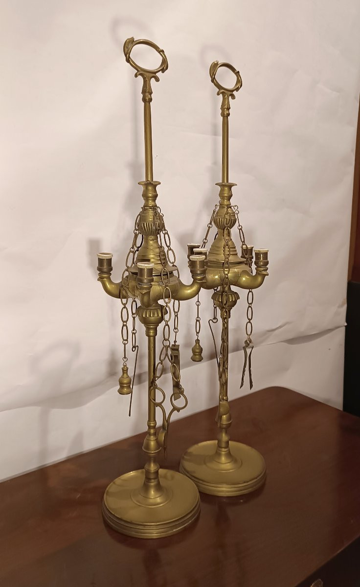 COPPIA DI LUCERNE FIORENTINE PRIMI DEL XIX SECOLO -photo-4