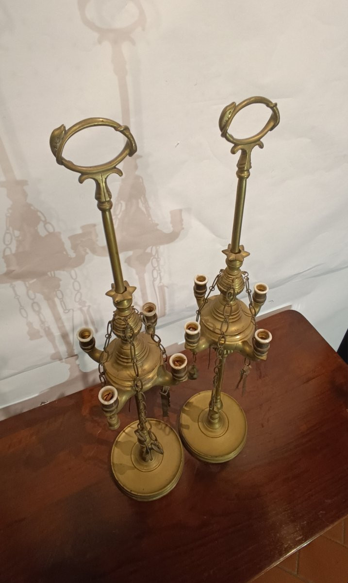 COPPIA DI LUCERNE FIORENTINE PRIMI DEL XIX SECOLO -photo-7