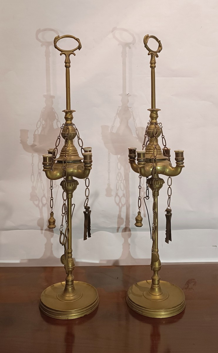 COPPIA DI LUCERNE FIORENTINE PRIMI DEL XIX SECOLO 