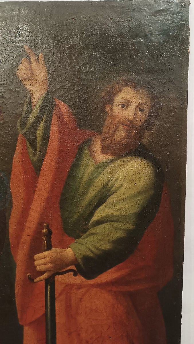 DIPINTO CON SANTI PIETRO E PAOLO XVI SECOLO-photo-3