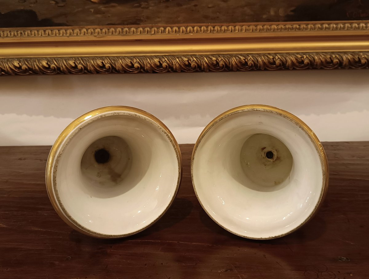 COPPIA DI VASI IN PORCELLANA IMPERO PRIMI DEL XIX SECOLO -photo-3