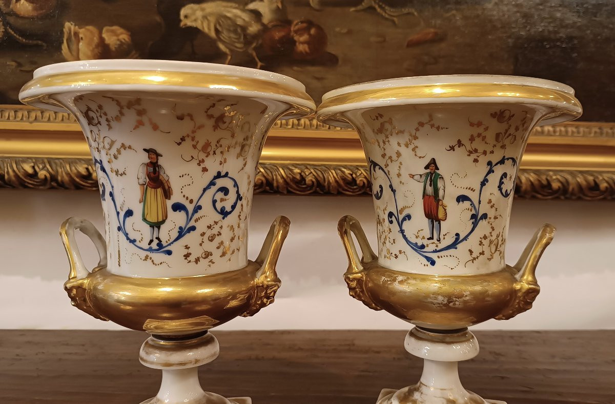 COPPIA DI VASI IN PORCELLANA IMPERO PRIMI DEL XIX SECOLO -photo-3