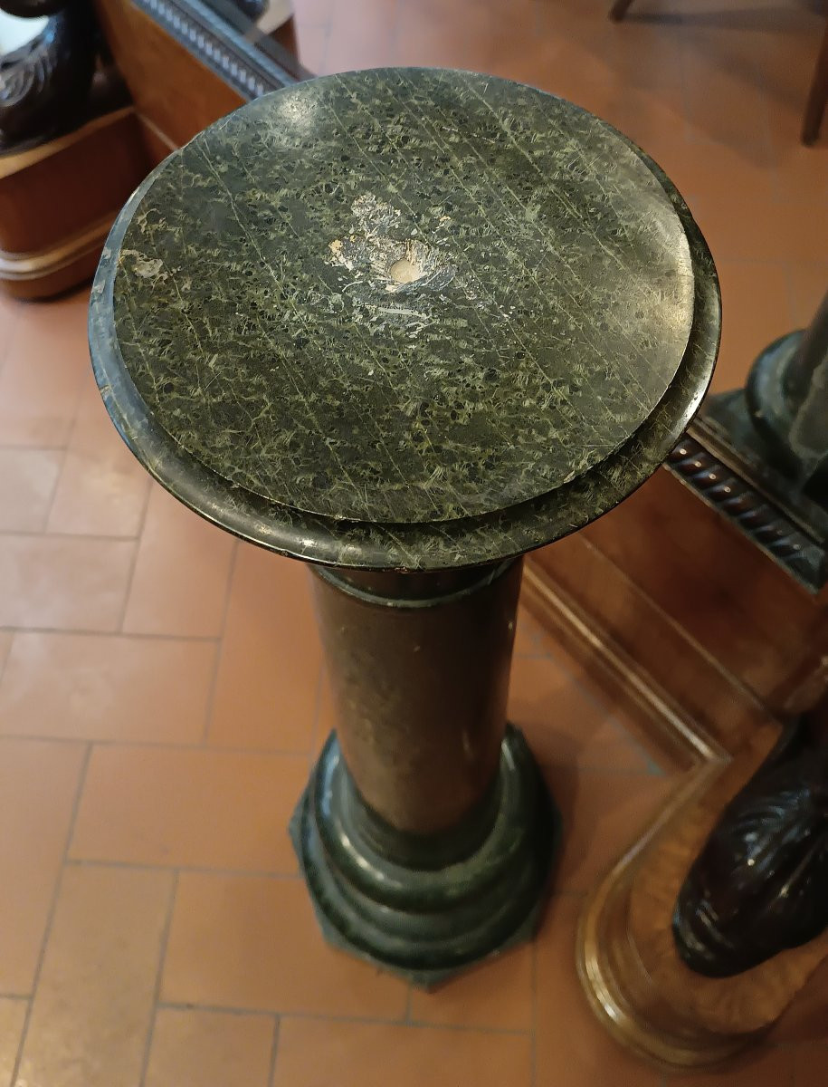 COLONNA IN MARMO VERDE CON GRAFFITO META' XVIII SECOLO-photo-3