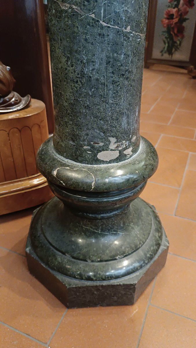 COLONNA IN MARMO VERDE CON GRAFFITO META' XVIII SECOLO-photo-3