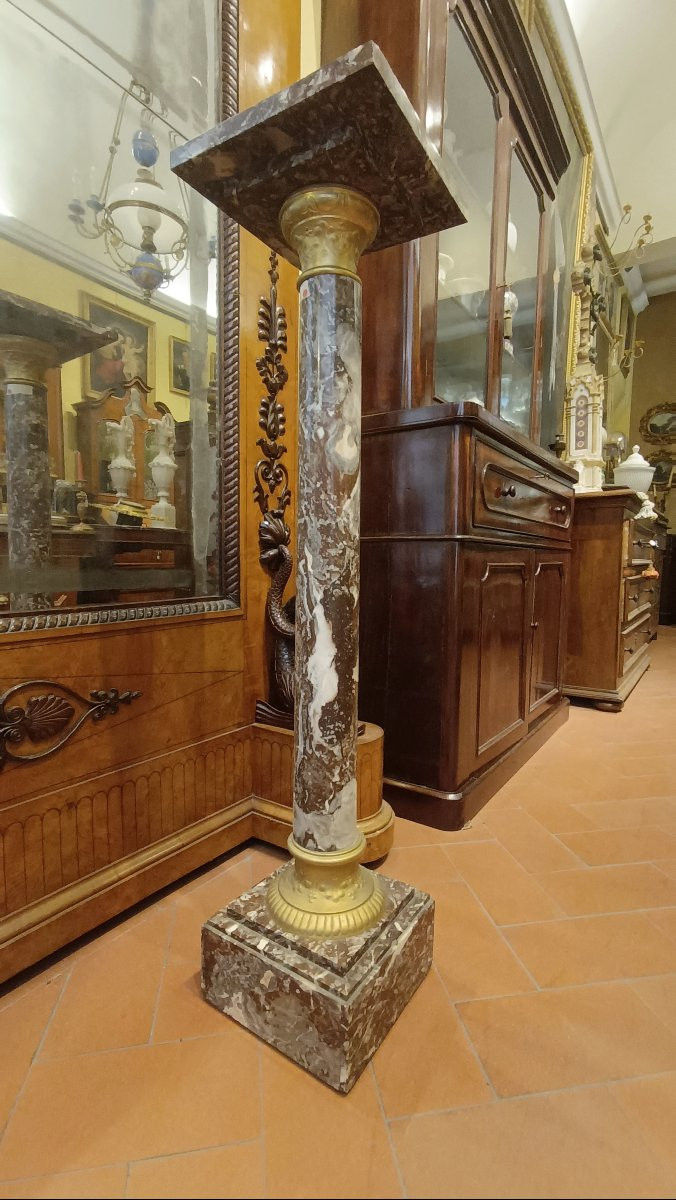 COLONNA IN MARMO ROSSO META' XIX SECOLO -photo-3