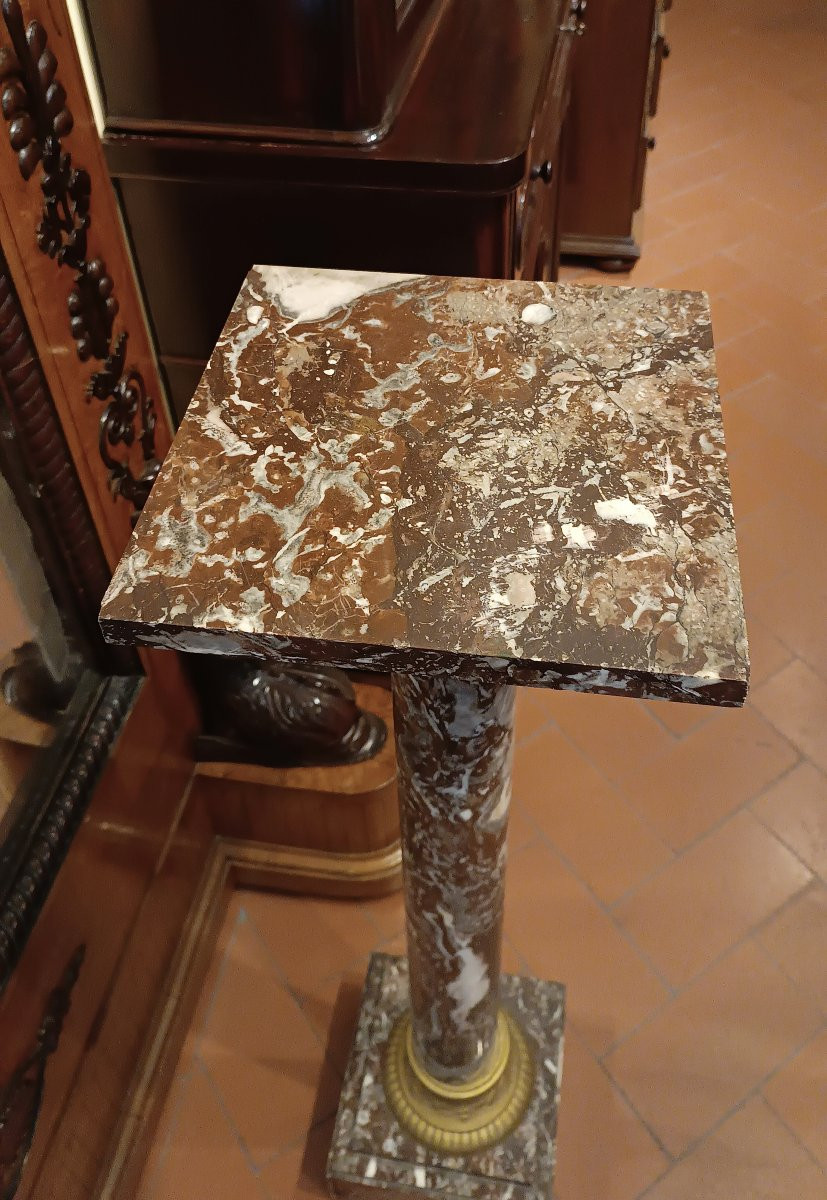 COLONNA IN MARMO ROSSO META' XIX SECOLO -photo-1