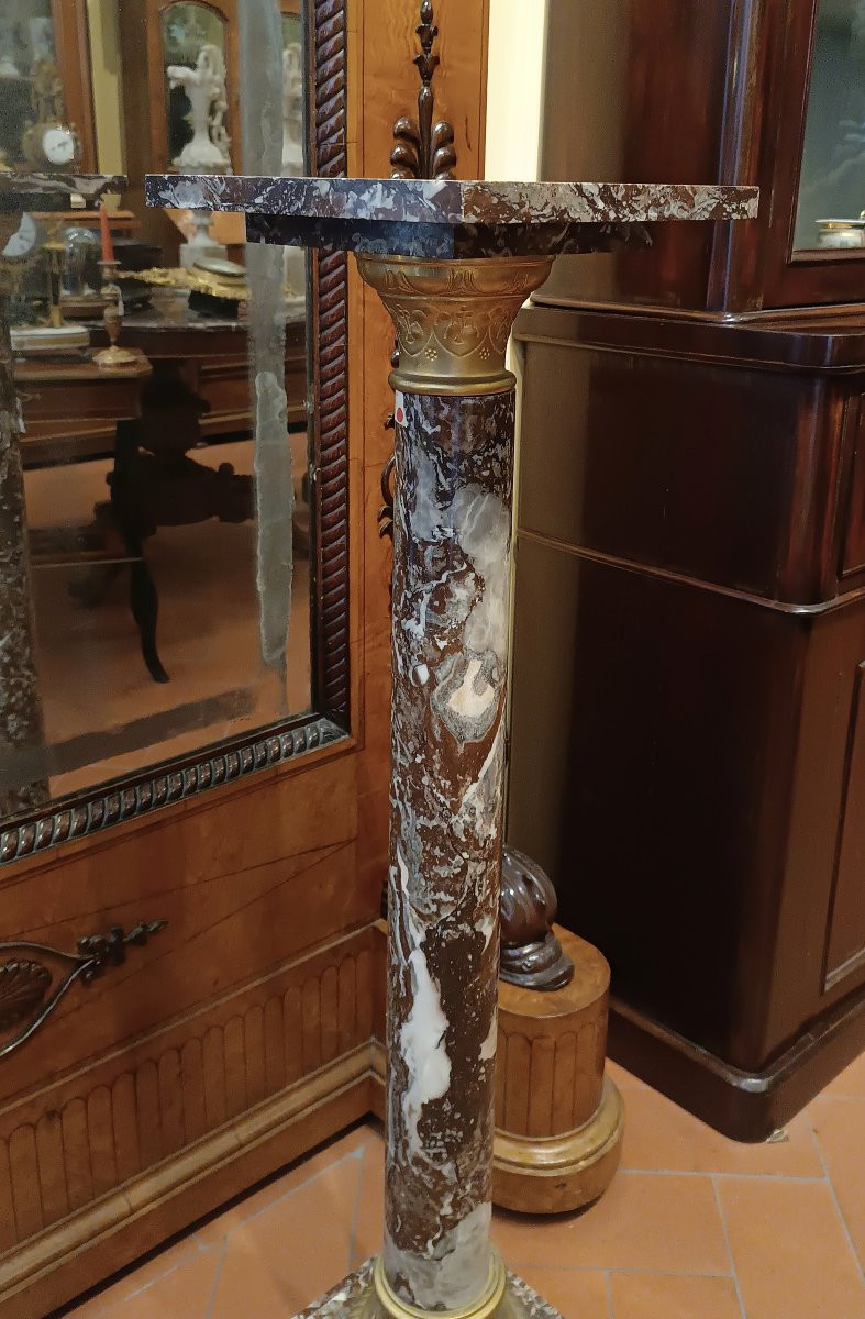 COLONNA IN MARMO ROSSO META' XIX SECOLO -photo-2