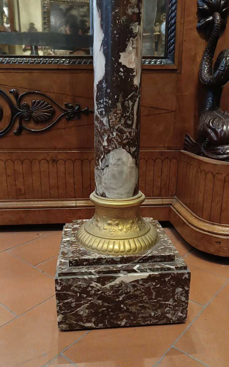 COLONNA IN MARMO ROSSO META' XIX SECOLO -photo-3