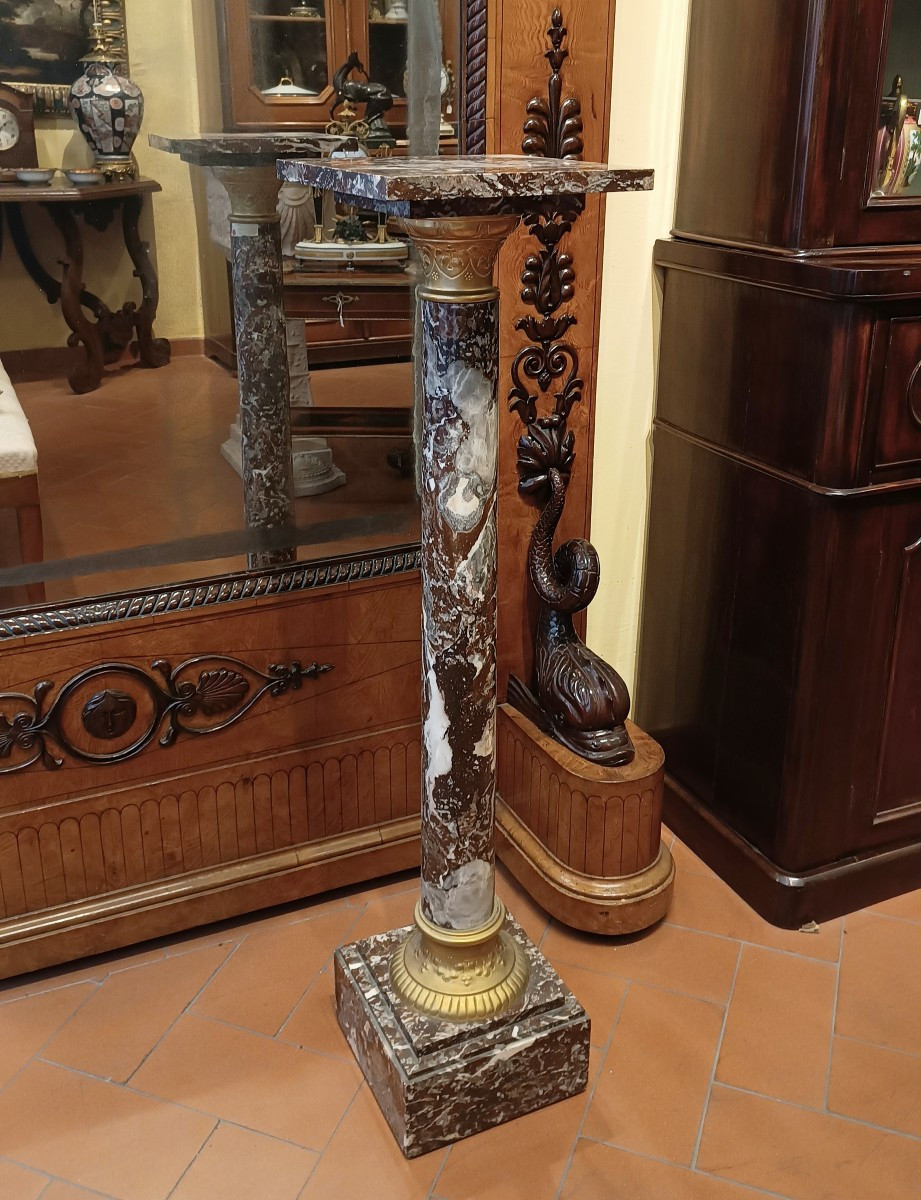COLONNA IN MARMO ROSSO META' XIX SECOLO 