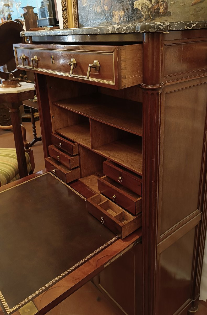 SECRÉTAIRE IN MOGANO NAPOLEONE III META' XIX SECOLO -photo-2