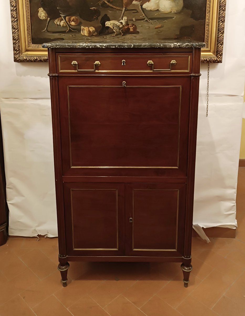 SECRÉTAIRE IN MOGANO NAPOLEONE III META' XIX SECOLO -photo-3