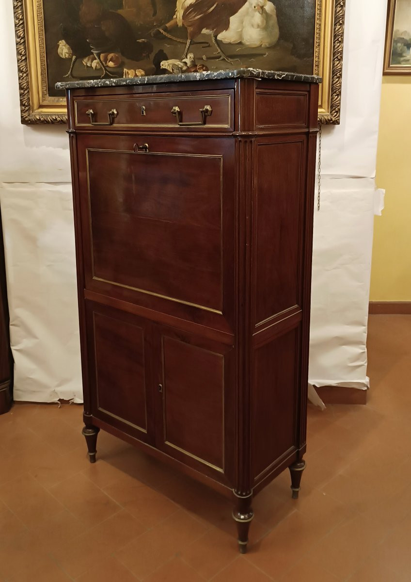 SECRÉTAIRE IN MOGANO NAPOLEONE III META' XIX SECOLO -photo-3
