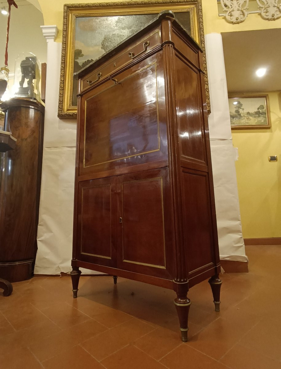 SECRÉTAIRE IN MOGANO NAPOLEONE III META' XIX SECOLO -photo-4