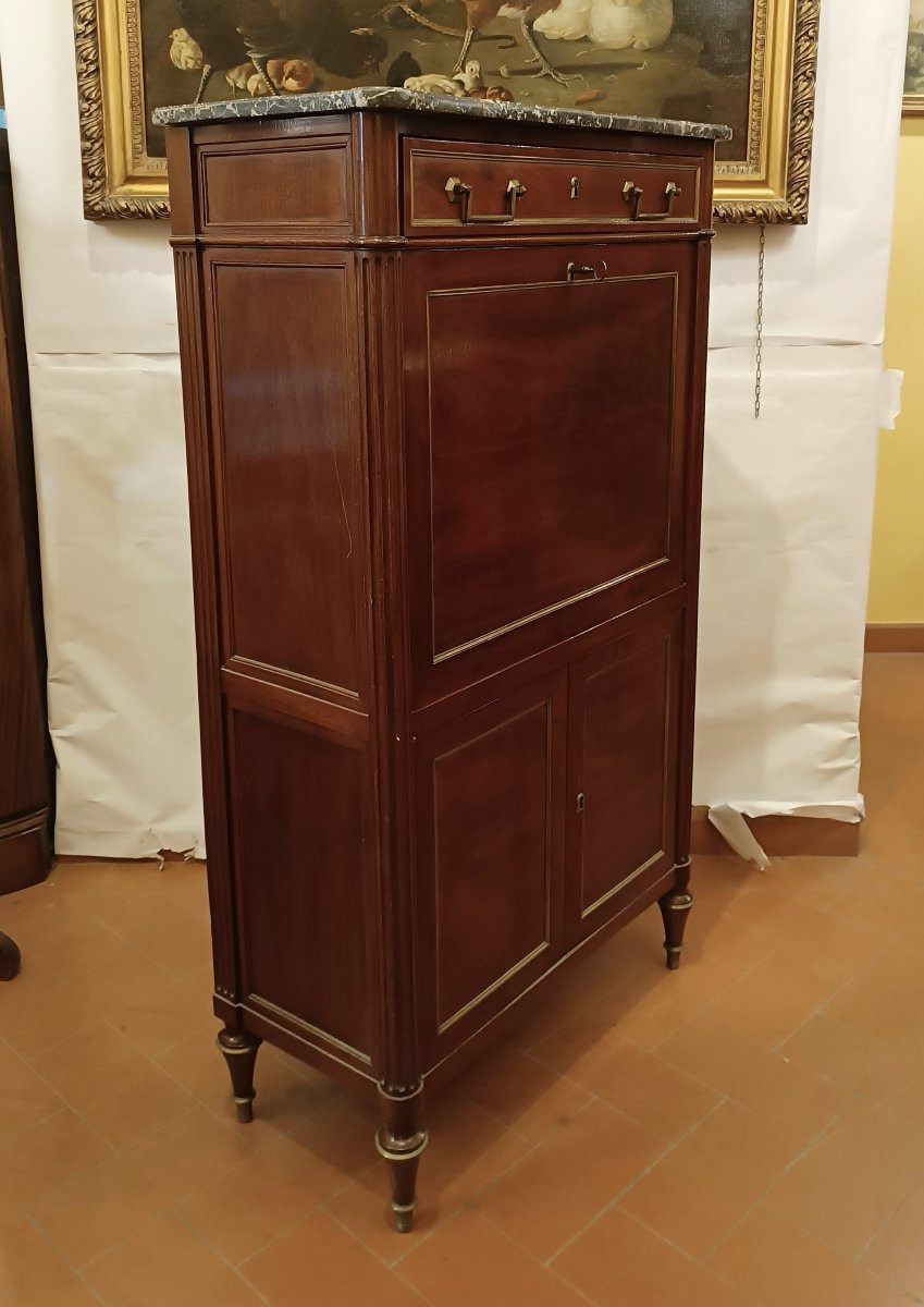 SECRÉTAIRE IN MOGANO NAPOLEONE III META' XIX SECOLO -photo-5