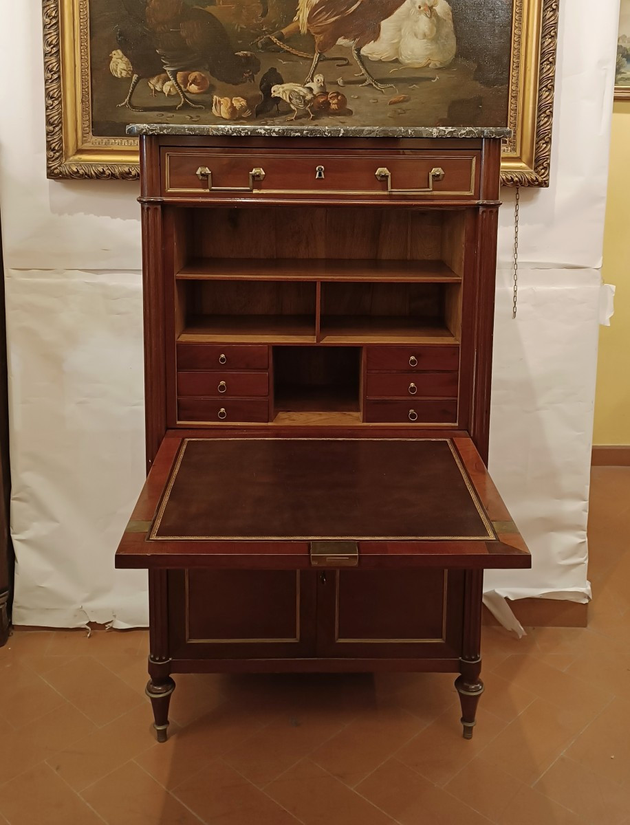 SECRÉTAIRE IN MOGANO NAPOLEONE III META' XIX SECOLO 