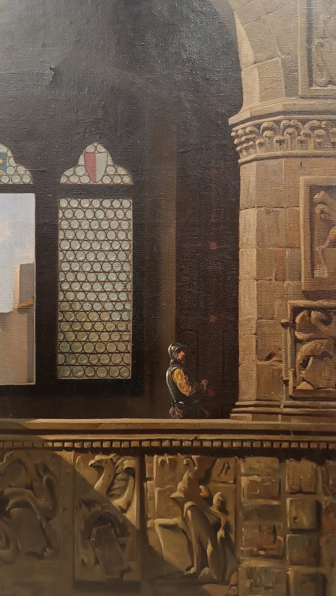 DIPINTO CON INTERNO DEL BARGELLO DI FIRENZE META' XIX SECOLO -photo-4