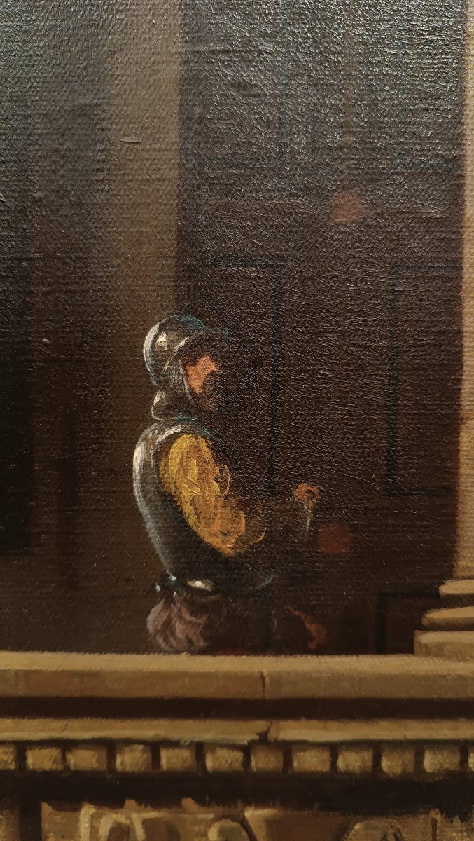 DIPINTO CON INTERNO DEL BARGELLO DI FIRENZE META' XIX SECOLO -photo-6