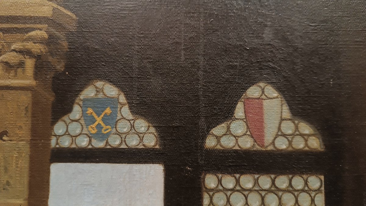 DIPINTO CON INTERNO DEL BARGELLO DI FIRENZE META' XIX SECOLO -photo-7