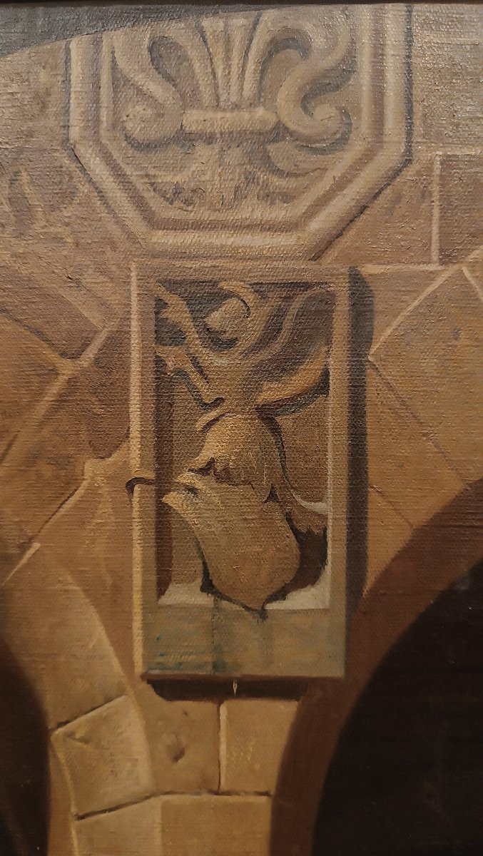 DIPINTO CON INTERNO DEL BARGELLO DI FIRENZE META' XIX SECOLO -photo-8