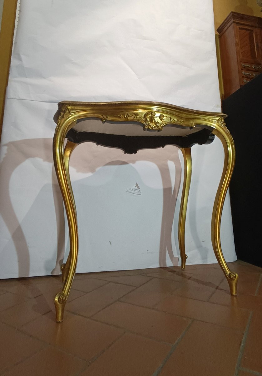 TAVOLINO IN LEGNO DORATO IN STILE LUIGI XV META' XIX SECOLO -photo-2