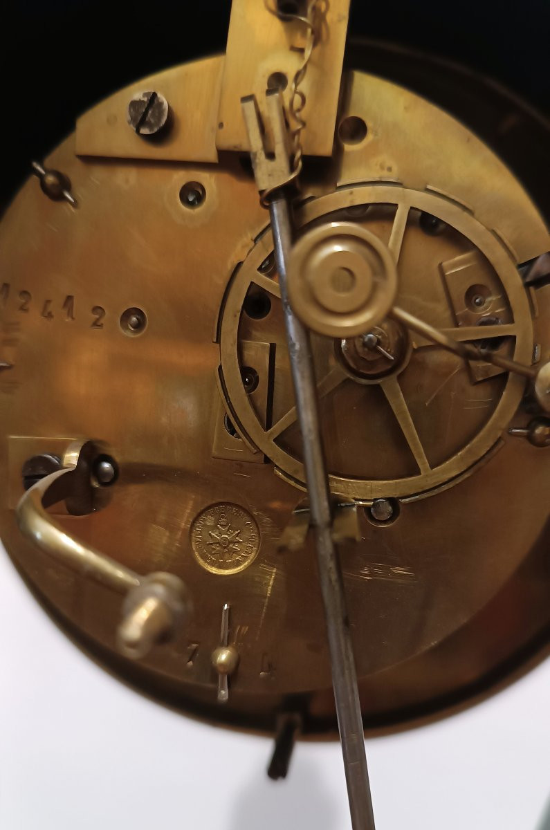 OROLOGIO IN LEGNO E INTARSI IN FERRO DORATO META' XIX SECOLO -photo-1