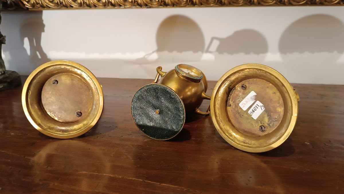 TRITTICO CON OROLOGIO E CANDELABRI META' XIX SECOLO -photo-3