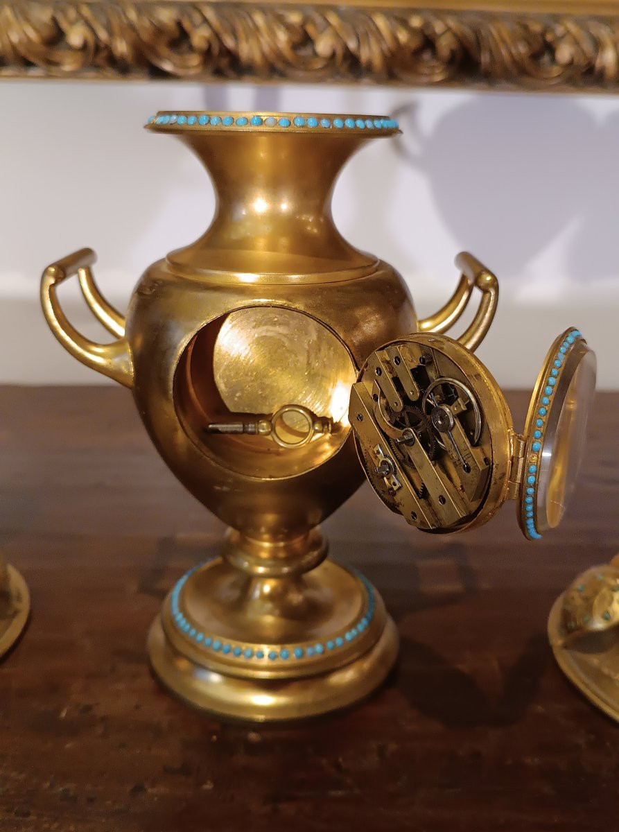 TRITTICO CON OROLOGIO E CANDELABRI META' XIX SECOLO -photo-4