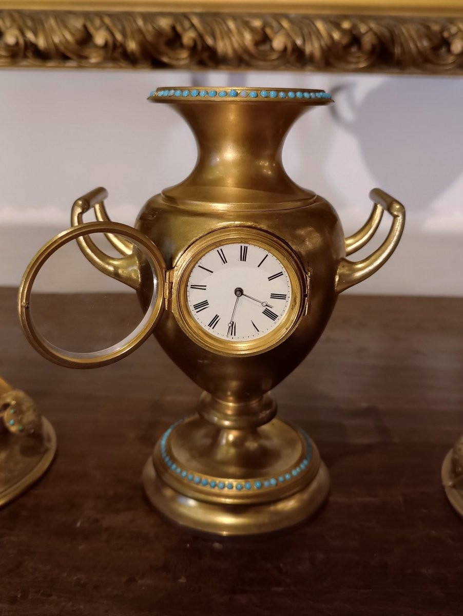 TRITTICO CON OROLOGIO E CANDELABRI META' XIX SECOLO -photo-5