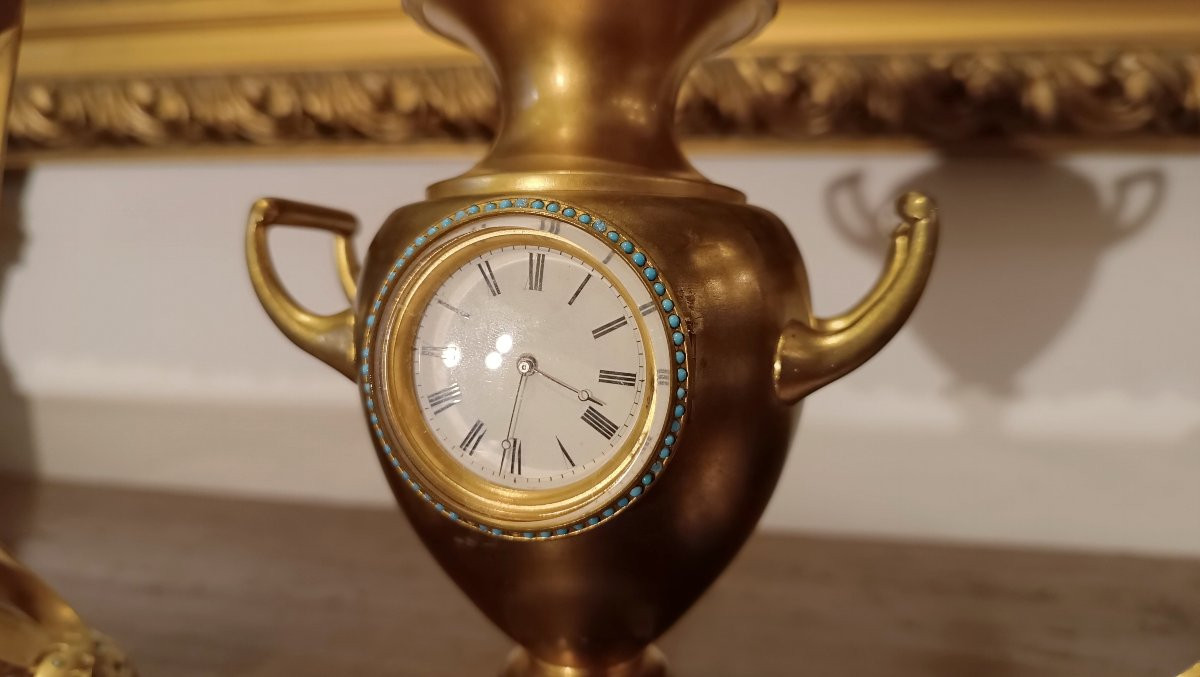 TRITTICO CON OROLOGIO E CANDELABRI META' XIX SECOLO -photo-8