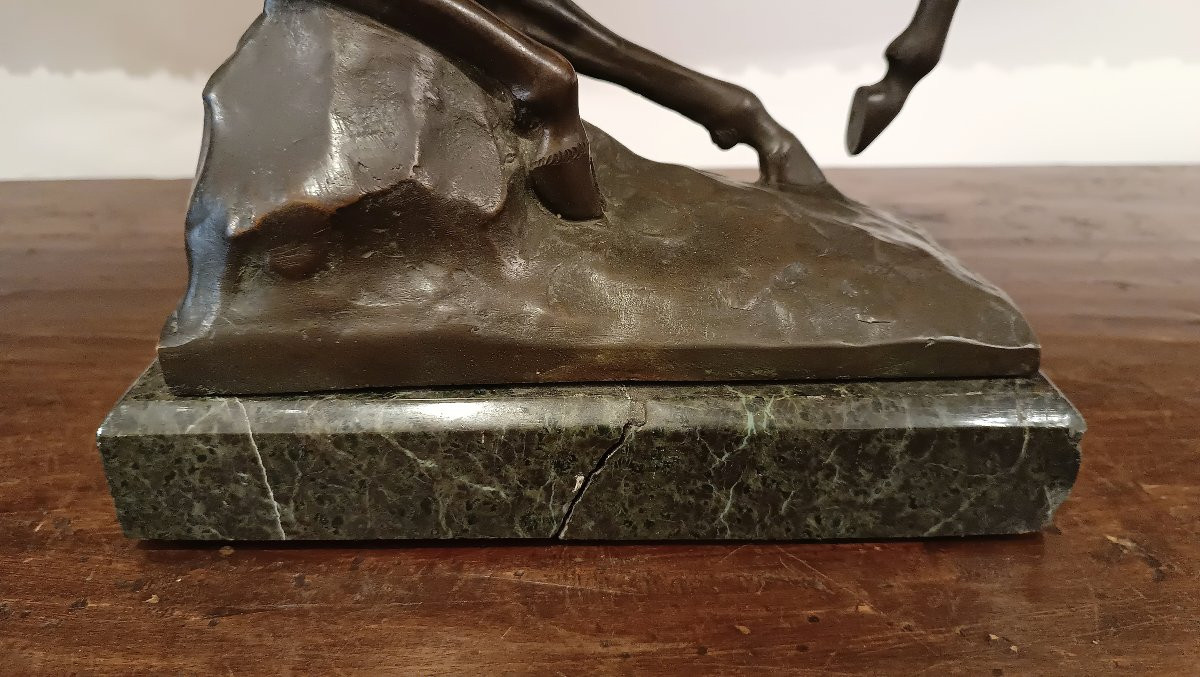 SCULTURA IN BRONZO CON ANTILOPE DI IGINIO MONTINI PRIMI DEL XX SECOLO -photo-2