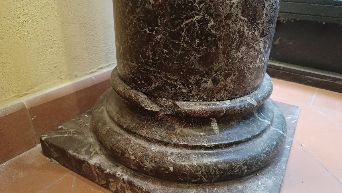 COLONNA IN MARMO NERO AFRICANO META' XIX SECOLO -photo-3