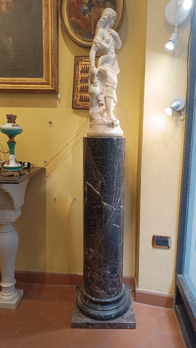 COLONNA IN MARMO NERO AFRICANO META' XIX SECOLO 