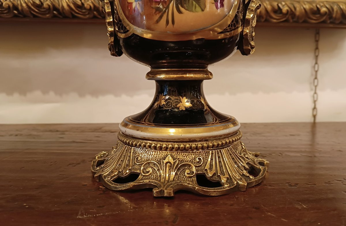 COPPIA DI VASI IN PORCELLANA E BRONZO META' XIX SECOLO-photo-3