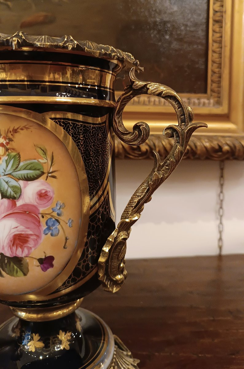 COPPIA DI VASI IN PORCELLANA E BRONZO META' XIX SECOLO-photo-4