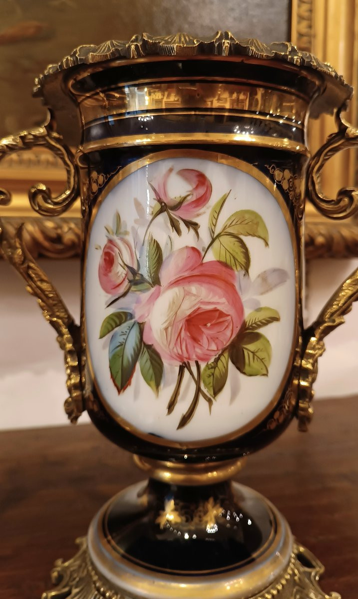 COPPIA DI VASI IN PORCELLANA E BRONZO META' XIX SECOLO-photo-5