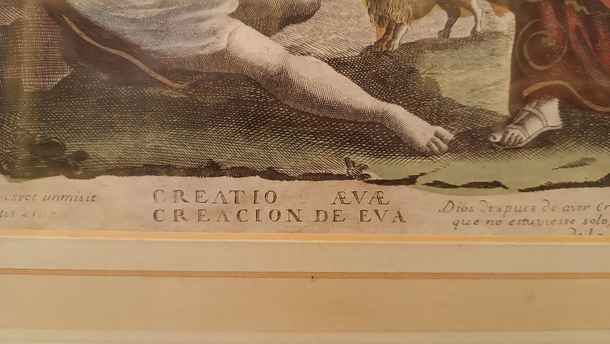 COPPIA DI INCISIONI ACQUERELLATE CON SCENE BIBLICHE FINE DEL XVII SECOLO -photo-4