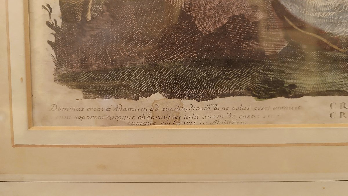 COPPIA DI INCISIONI ACQUERELLATE CON SCENE BIBLICHE FINE DEL XVII SECOLO -photo-5